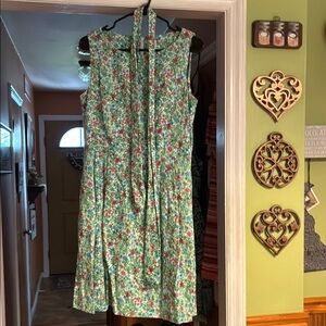 Anne Klein Floral Green and Red Midi Dress